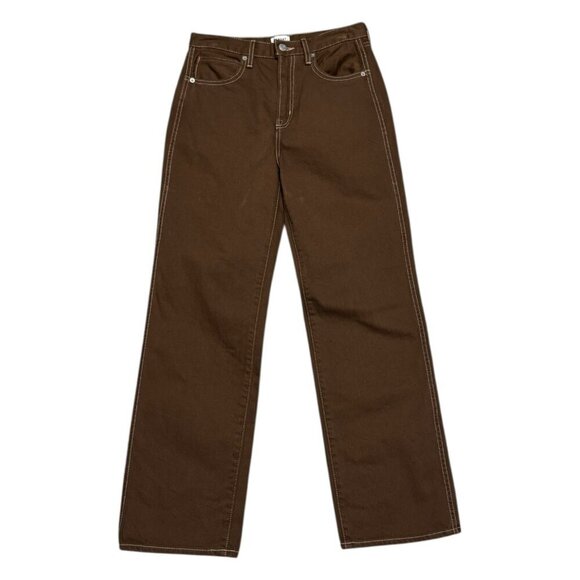 SUNDAY BEST Aritzia Casual Brown Denim Straight Leg Pants Jeans Womens Size 4 - Picture 1 of 6